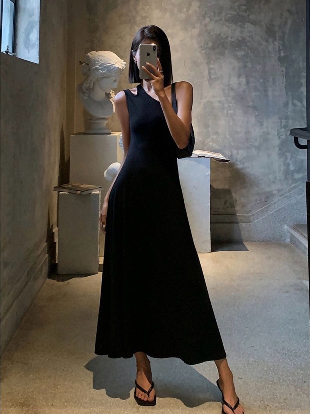 Commense Cutout Backless Long Knit Black Dress - Picture 3 of 6